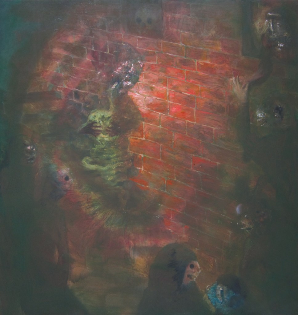 miracoloso mal di pancia sulle scale- 2013- 210x199 cm- olio su tela