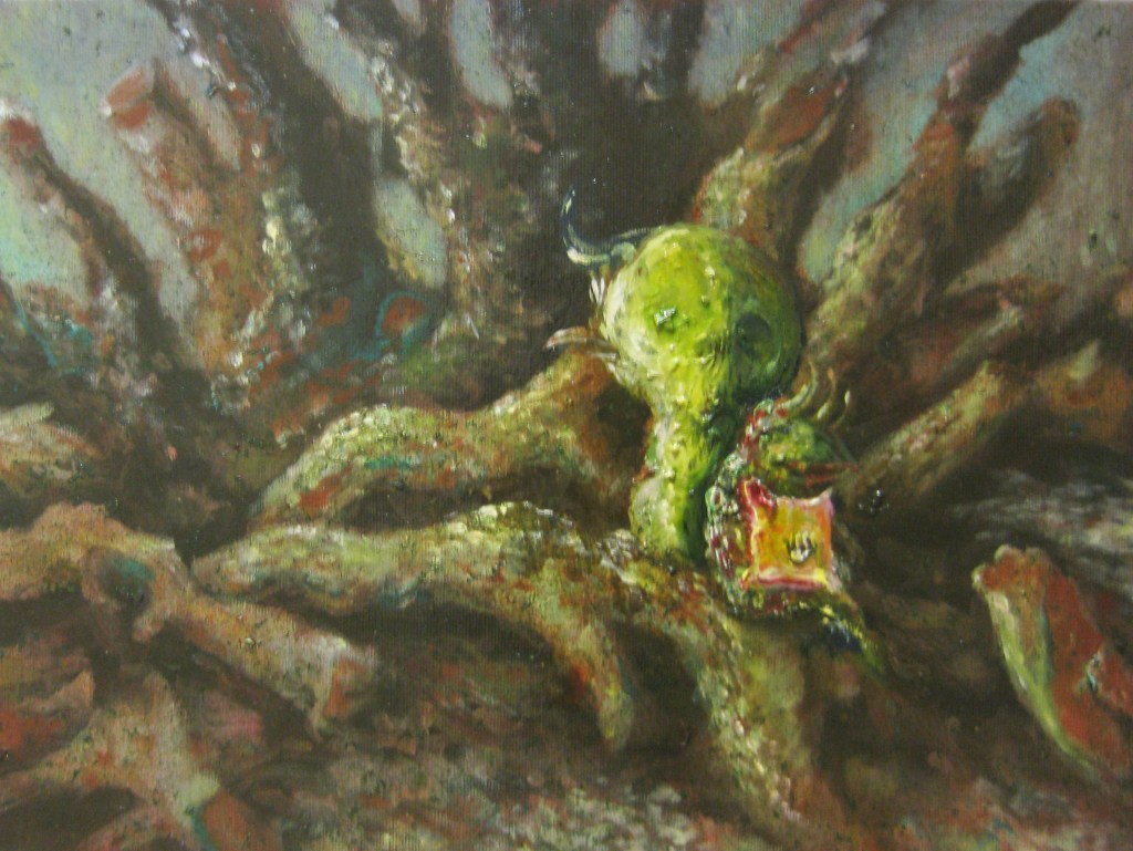 due stronzi tra i tronki-2013-olio su tela